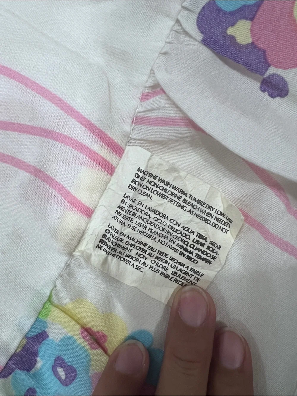 Vintage 1995 Barbie Pillow Sham Floral Pink Ruffle Bedding Made USA 27x19
